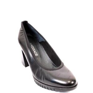 Vernissage 73944 Black Leather Platform Heel Pumps